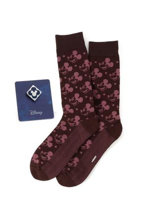 Cufflinks Inc. Mickey Mouse Polka Dot Socks & Lapel Pin Gift Set in Brown Multi at Nordstrom