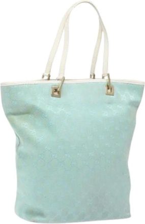 Gucci Pre-owned Canvas Tote Bag - Dames - Vintage Shopper - Blauw - ONE Size - Vintage
