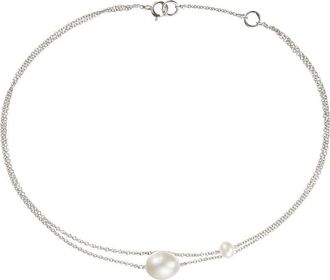 Lily & Roo Silver Layered Large and Small Pearl Anklet