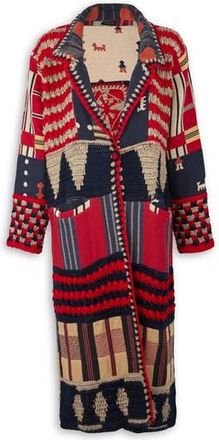 Saachi Geometric Crochet Longline Cardigan in Red Multi at Nordstrom Rack
