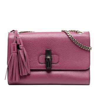Gucci Tweedekans Medium Leren Miss Bamboo Schoudertas