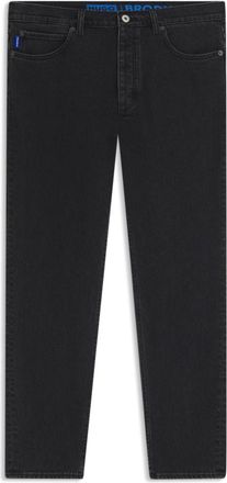 HUGO BOSS Tapered-fit jeans in grain-effect black denim