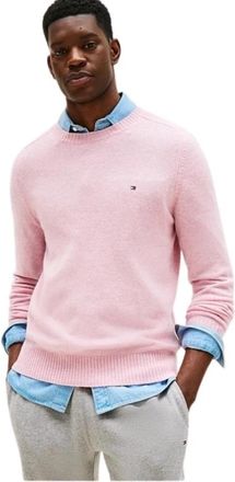 Tommy Hilfiger Rondgebreide Kleding - Heren - Ronde hals truien - Roze - M - Leer - Truien & Vesten