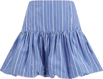 Ganni Womens Skirt Mini Balloon Striped Nouvean Navy Cotton