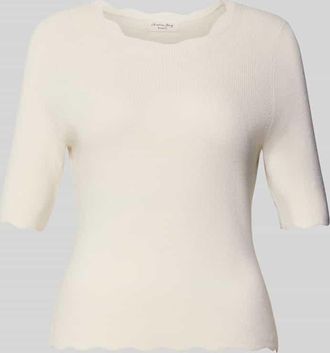 Christian Berg Strickshirt aus Viskose-Mix mit R&uuml;schenkragen in Offwhite, Gr&ouml;&szlig;e XXL