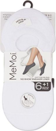 MeMoi 7-Pair No Show Sneaker Liner Socks in White at Nordstrom