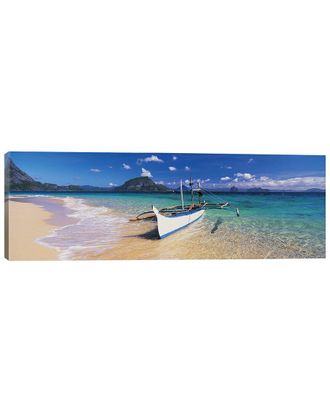 iCanvas Discontinued Icanvas Fishing Boat Moored On The Beach, Palawan, Philippines By Panoramic Images Wall Art