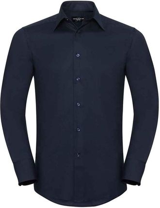 Russell Athletic Russell Collection Heren Oxford Getailleerd Formeel Overhemd Met Lange Mouwen (Heldere marine)