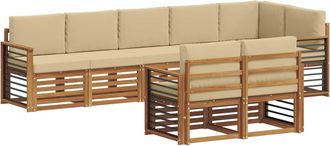 vidaXL Conjunto De Sof&aacute;s De Exterior 8 Uds. Natural Y Beige Poli&eacute;ster Vidaxl