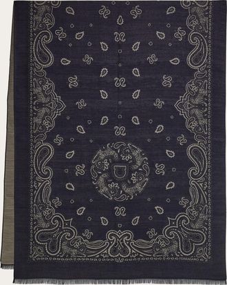 Ferragamo Men Arabesque print stole Blue