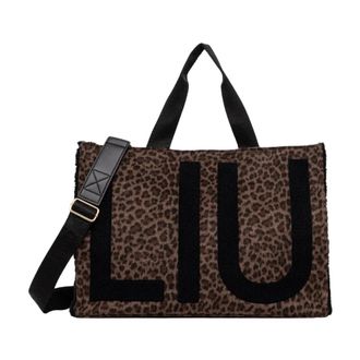 Liu Jo Tassen, Dames, Bruin, ONE Size, Polyester, Tote Bag met Luipaardprint