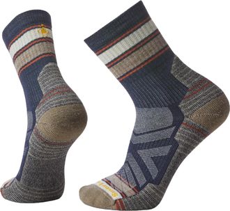 Smartwool Mens Hike Light Cushion Striped Mid Crew Socks Blue XL