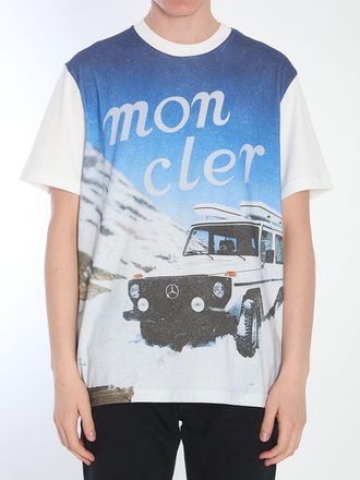 Moncler Mens Printed T-shirt - White Cotton - Size Small