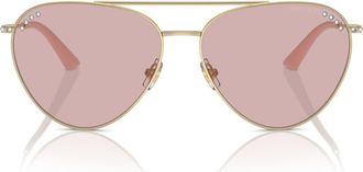 Jimmy Choo London 60mm Pilot Sunglasses in Pale Gold /Pink at Nordstrom