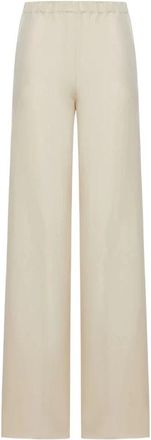 Max Mara Elastische Tailleband Wijde Pijpen Broek - Dames - Straight fit broeken - Beige - S - Broeken