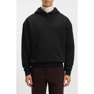 BOSS Stevens Cotton Fleece Pullover Hoodie in Black at Nordstrom, Size Xx-Large