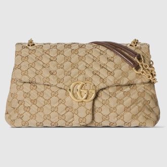 Gucci GG Marmont Medium Shoulder Bag, Beige, GG Canvas