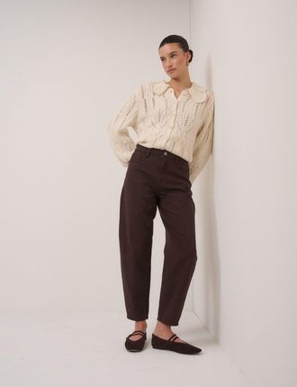 Nobody's Child Brown High Rise Putney Barrel Leg Jeans
