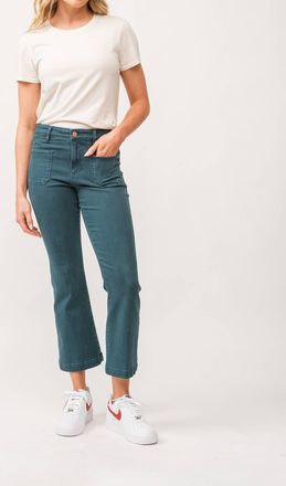Dear John Denim Jeanne Cropped Flare Jeans In Deep Teal