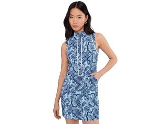 Lilly Pulitzer Kathy Dress Upf 50+ Womens Active Sets Starlight Navy Proud As A Peacock Stripe Golf : 12, Nylon/Polyester/Spandex