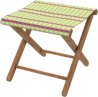 Vent de Boh&egrave;me Taburete plegable de haya y tela outdoor dise&ntilde;o de rayas amarillas