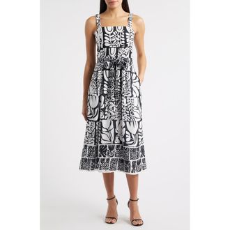 Julia Jordan Mixed Print Dress in Black White at Nordstrom, Size 10