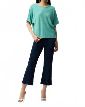 Joseph Ribkoff Knit Denim Crop Flare Pants In Dark Blue