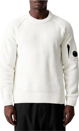 C.P. Company C.p. Company, Hoodies & sweatvesten, Heren, Wit, 2Xl, Katoen, Chenille Katoenen Ronde Hals Trui