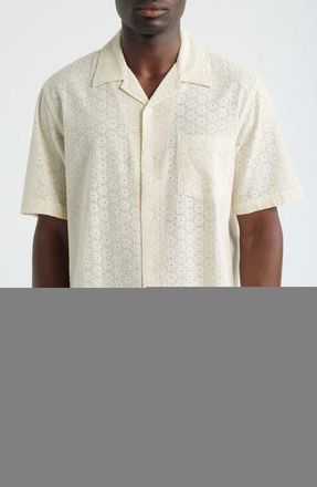 Corridor Floral Eyelet Regular Fit Button-Up Shirt in Natural at Nordstrom, Size Xx-Large