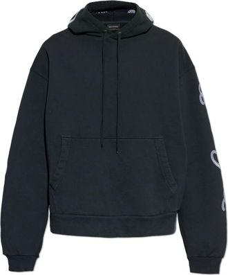 Balenciaga Cursive Oversized Hoodie - Heren - Hoodies - Zwart - XS - Katoen - Hoodies & sweatvesten