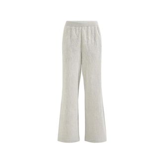 Brunello Cucinelli Lace-Flowers Jersey Track Broek - Dames - Broeken - Grijs - Maat: XL Jersey