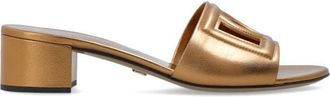 Dolce & Gabbana Heeled Mules met Logo - Dames - Muiltjes - Geel - 35 EU - Leer - Schoenen