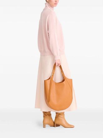 Longchamp Grained Calf Leather Tote Bag - Brown