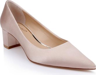 Badgley Mischka Bala Pointed Toe Pump in Dark Sand Satin at Nordstrom, Size 6.5