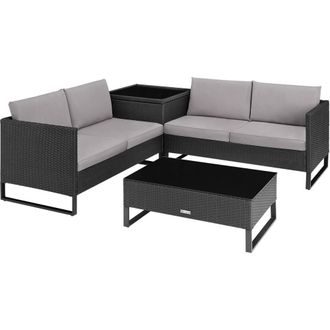 TecTake Garden Furniture Set Ostuni in Black | Size: 4 Person