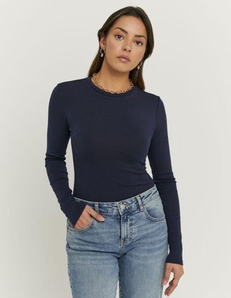 Tally Weijl Langarmbody TALLY WEIJL SBOCOCOSYM, Damen, Gr. XS, N-Gr, nuit, Jersey, Obermaterial: 100% Baumwolle, unifarben, figurbetont normal, Rundhals, Bodys La