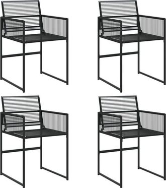 vidaXL Sillas De Jard&iacute;n 4 Unidades Rat&aacute;n Sint&eacute;tico Negro Vidaxl