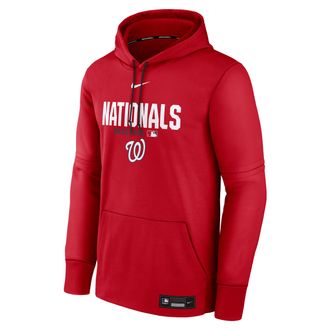 Nike Mens Washington Nationals Authentic Collection Nike Therma MLB Pullover Hoodie in Red | NAC3162NWTL-RMG