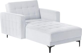 Beliani Beliani - Chaise Longue De Terciopelo Gris Claro Acolchado Reclinable Sala De Estar Patas Negras Aberdeen