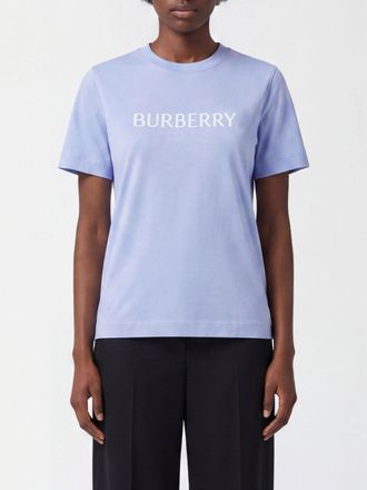 Burberry Blue Cotton Short-Sleeved T-Shirt with Contrast Logo
