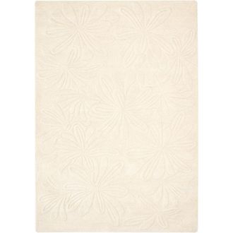 Beliani Area Rug Light Beige Wool Rectangular Shape Floral Pattern 160 x 230 cm Modern Style Living Room CHENNAI