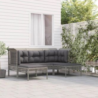vidaXL Vidaxl - Set Divani da Giardino 5 pz con Cuscini in Polyrattan Grigio