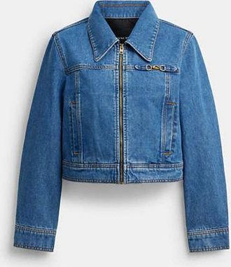 Coach Sculpted C Shrunken Denim Jacket In Organic Cotton