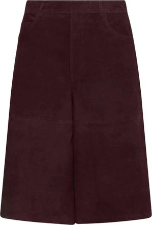 Marella Burgundy Mllscoglio High-Waisted Wide-Leg Shorts