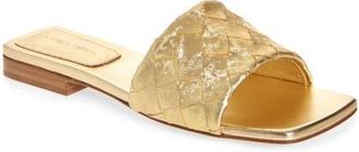 Bottega Veneta Parco Intrecciato Slide Sandal in 8472 Gold at Nordstrom, Size 10.5Us