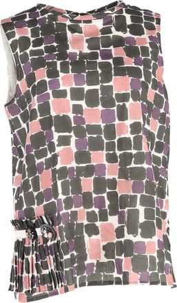 Max Mara Printed Pleat-Detailed Tank Top in Multicolor Cotton