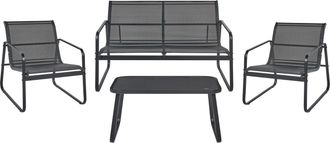 Beliani Beliani - Conjunto De Jard&iacute;n 4 Plazas Con Mesa Industrial De Metal Negro Barrea