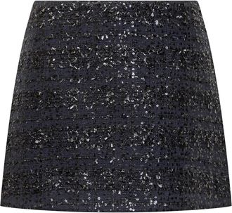 Rotate Lala Boucl&eacute; Mini Rok - Dames - Korte rokken - Blauw - XS - Tweed - Rokken