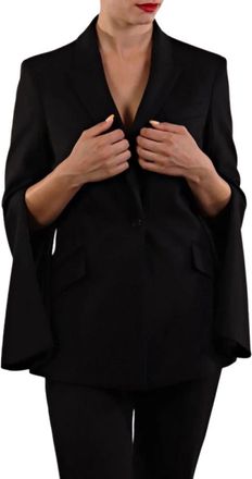 Karl Lagerfeld Crepe Blazer - Dames - Ponchos - Zwart - S - Leer - Jassen