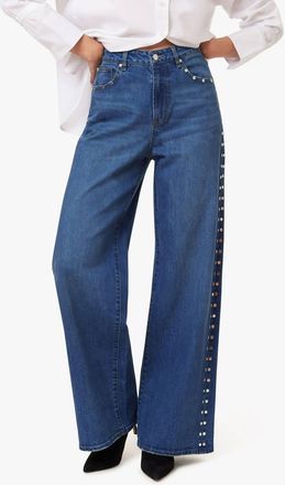 Habitual Gemma Wide Leg Studded Slouch Jeans In Bay